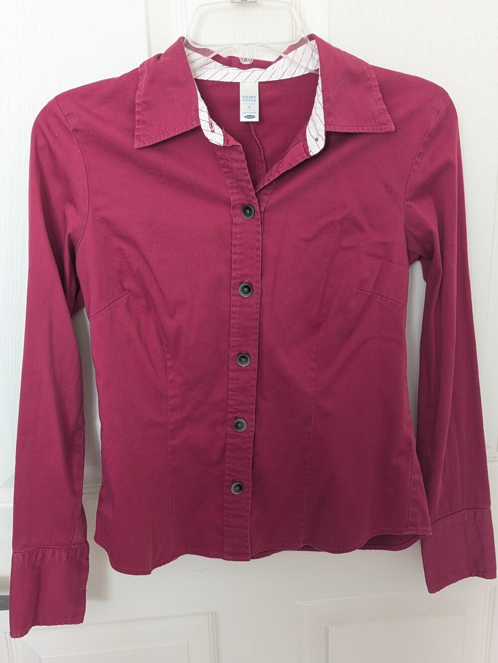Old Navy Deep Berry Button-Down Collared Shirt